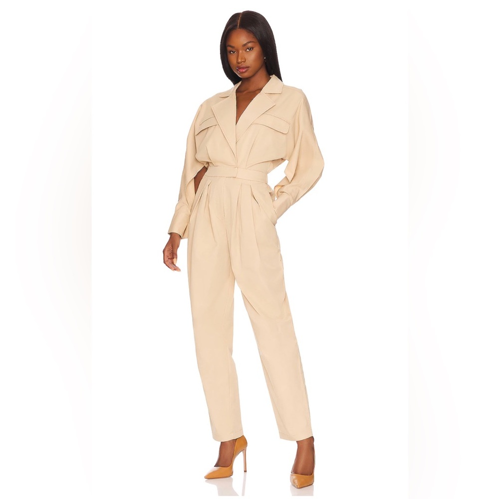 WORN ONCE! L'Academie Piper Jumpsuit in Khaki--Size: S Color: Khaki